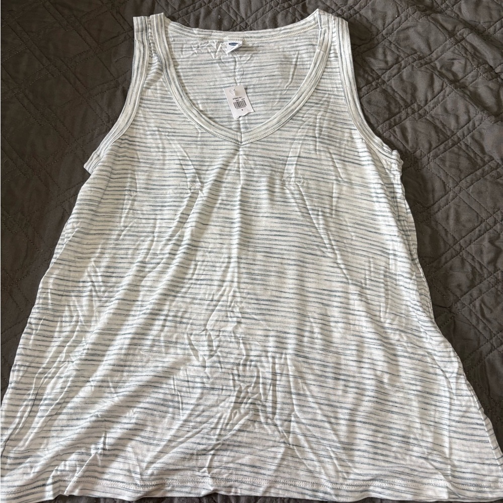 Old Navy Light Gray Striped Tank Top
